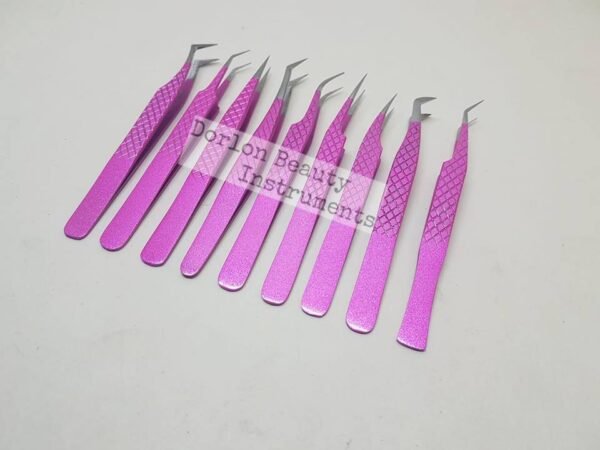 Glittery Pink Eyelash Tweezers Set